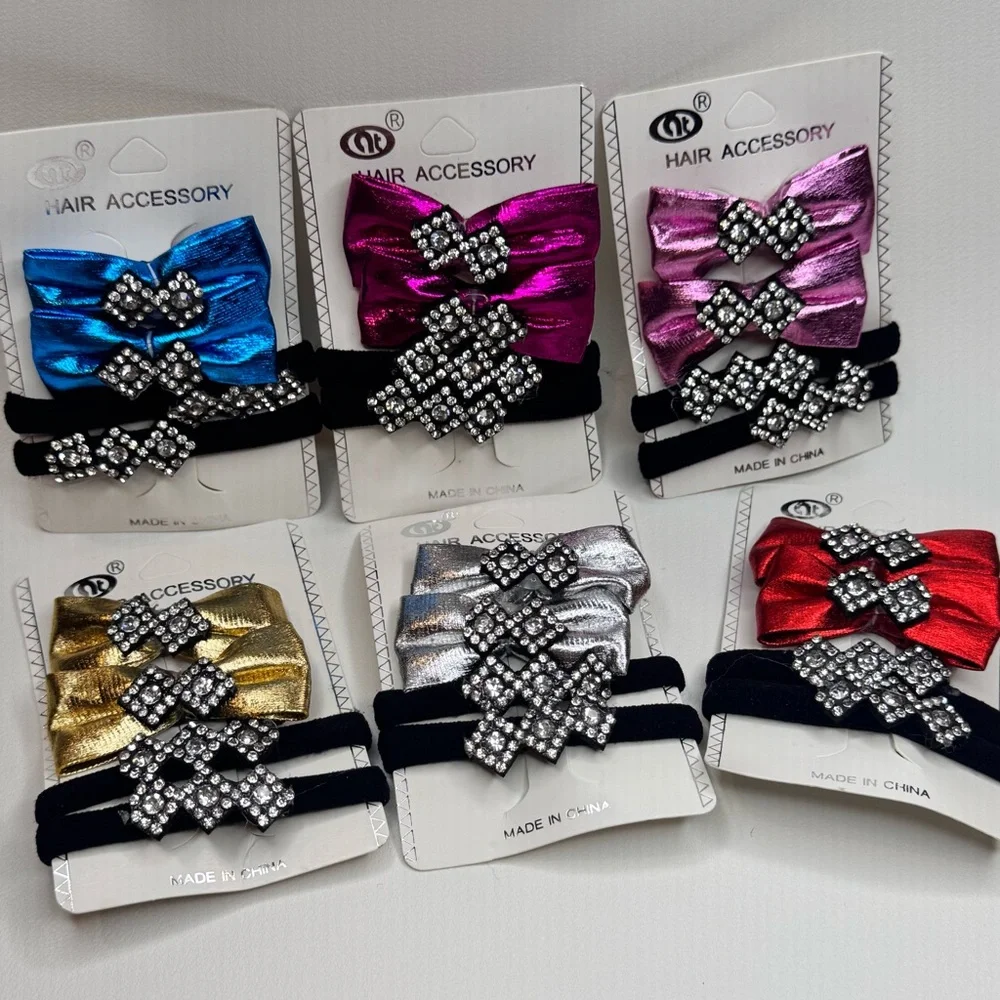 Purple and Black Hair Accessories with Elegant Rhinestone Embellishments